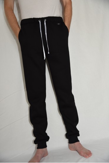 TEPLÁKY LONGER YOUNG čierne biela šnúrka FASHION