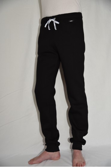 TEPLÁKY LONGER YOUNG čierne biela šnúrka FASHION