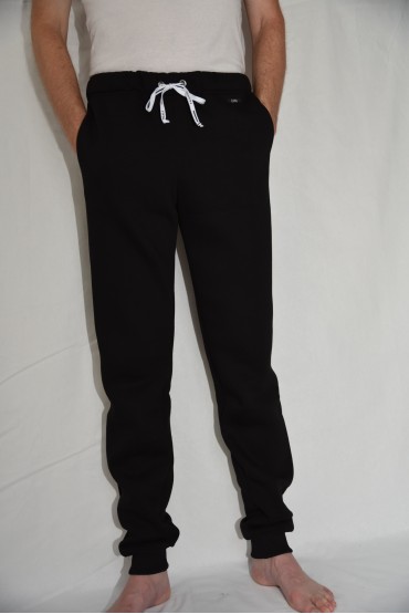 TEPLÁKY LONGER YOUNG čierne biela šnúrka FASHION
